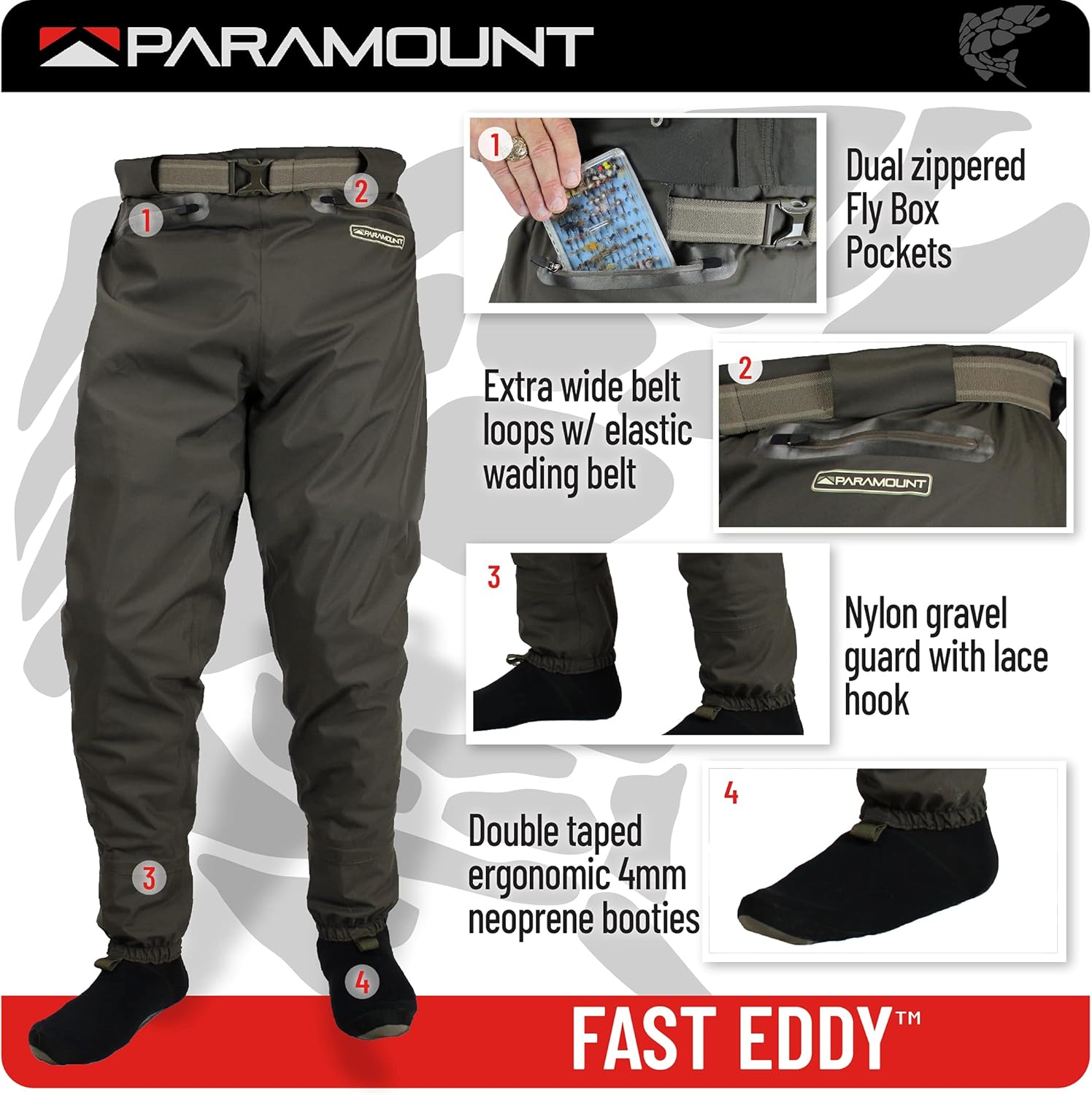 Paramount Outdoors Fast Eddy Waist High Stockingfoot Breathable Wader Pant